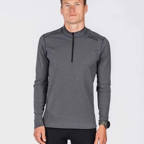 fusion c3 zip neck dark grey front heren