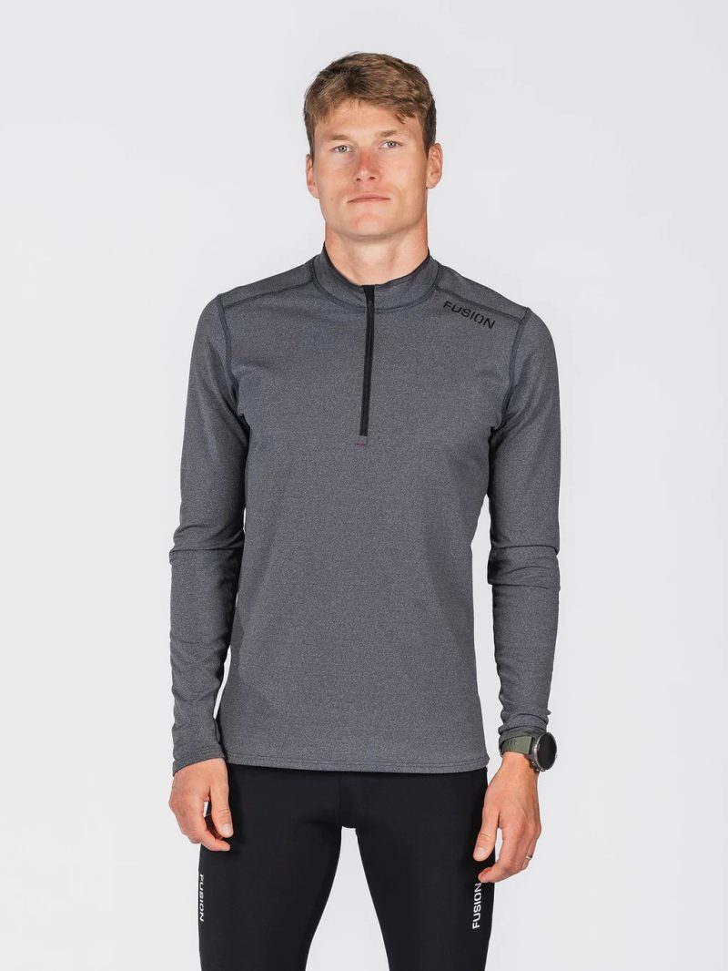 fusion c3 zip neck dark grey front heren