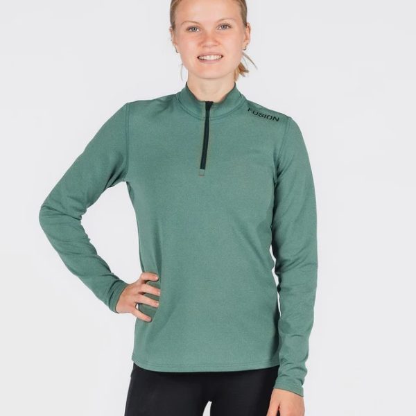 fusion c3 zip neck green front dames