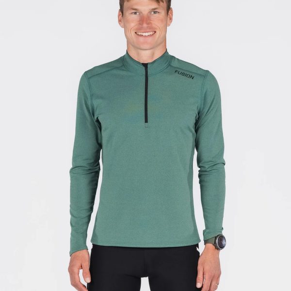 fusion c3 zip neck green front heren