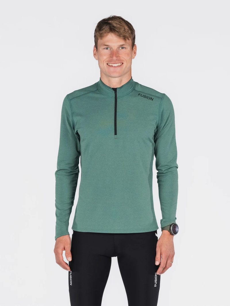 fusion c3 zip neck green front heren