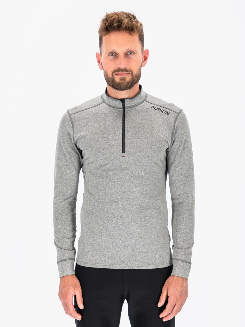 fusion c3 zip neck grey front heren