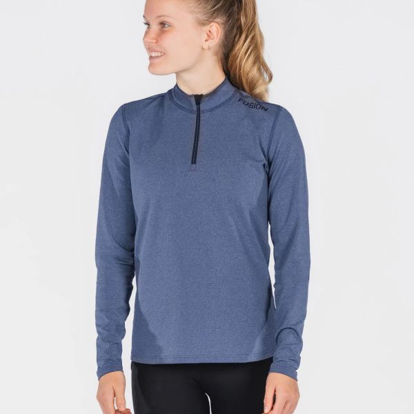 fusion c3 zip neck night blue front dames