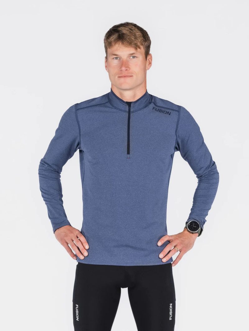 fusion c3 zip neck night blue front heren