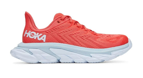 hoka clifton edge hot coral white w1